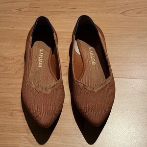 Rothy's Women's Tan Flats with Blue Accents